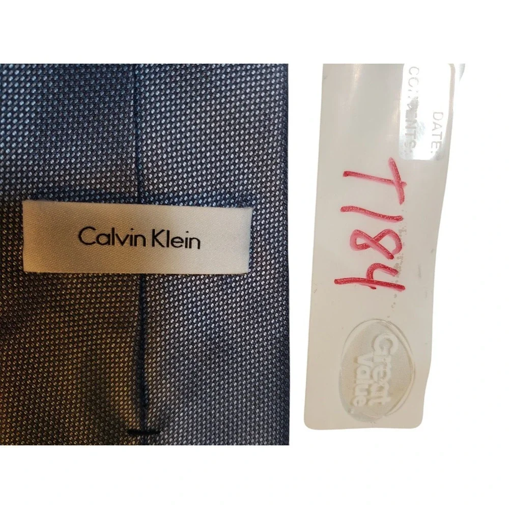 Calvin Klein Mens Tie Necktie Designer‎ Luxury Blue Gray Pin Dot Business Suit